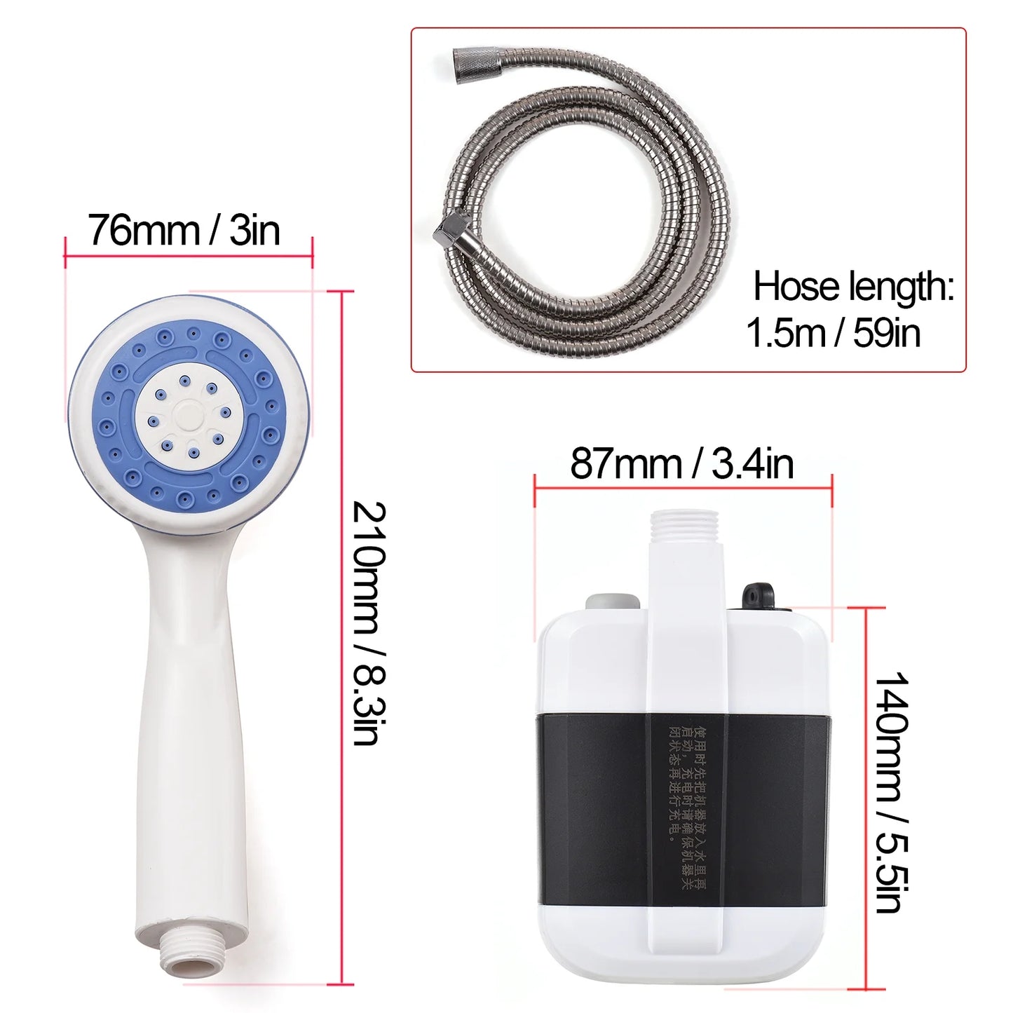 Portable Outdoor USB Rechargeable Electric Shower Pump for Camping and Outdoor Activities